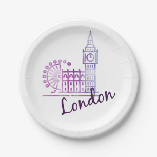 Watercolor London Big Ben Paper Teller - Großbrita
