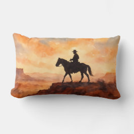 Watercolor Lone Rider - Artistic Western Decor Lendenkissen