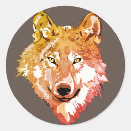 Watercolor Lone Wolfsgesicht Runder Aufkleber