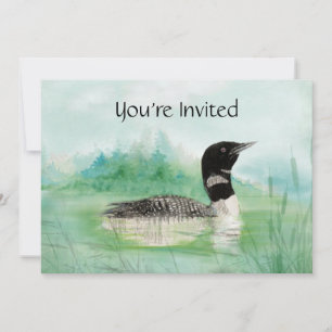 Watercolor Loon Custom Geburtstagsparty Einladung