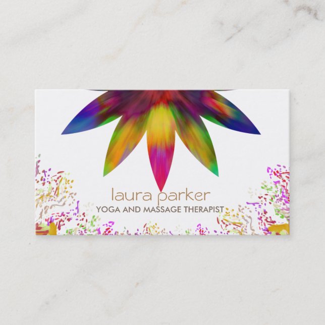 Watercolor-Lotos-Blumen-Logo-Yoga-heilende Visitenkarte (Vorderseite)