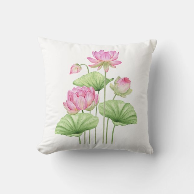  Watercolor Lotus Aesthetic Throw Pillow Covers  Kissen (Vorderseite)