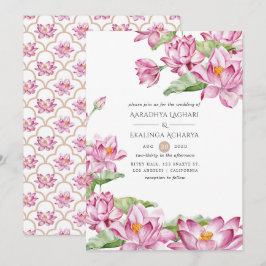 Watercolor Lotus Blume Indian Wedding Einladung