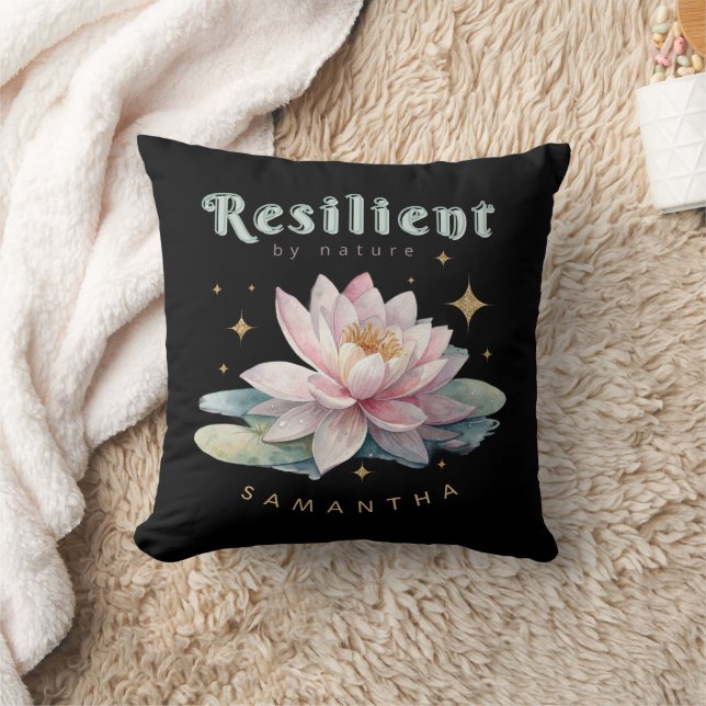 watercolor lotus flower motivational personalized kissen (Decke)