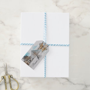 Watercolor Louvre - Geschenketags - Paris Travel T Geschenkanhänger