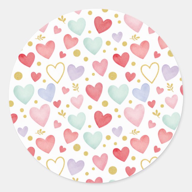 Watercolor Love & Gold Dust Pattern Sticker (Vorderseite)