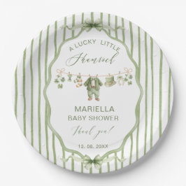 Watercolor Lucky Charm Shamrock baby shower Pappteller