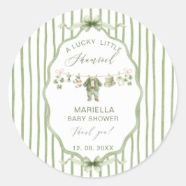 Watercolor Lucky Charm Shamrock baby shower Runder Aufkleber