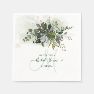 Watercolor Lusch Bridal Shower mit üppigem Grün Serviette