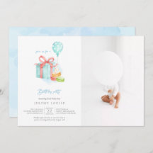 Watercolor Macaroons Baby Boy Birthday Party Foto
