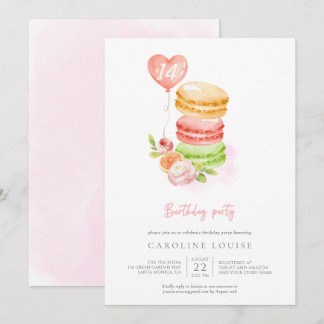 Watercolor Macaroons Geburtstagsparty Einladung