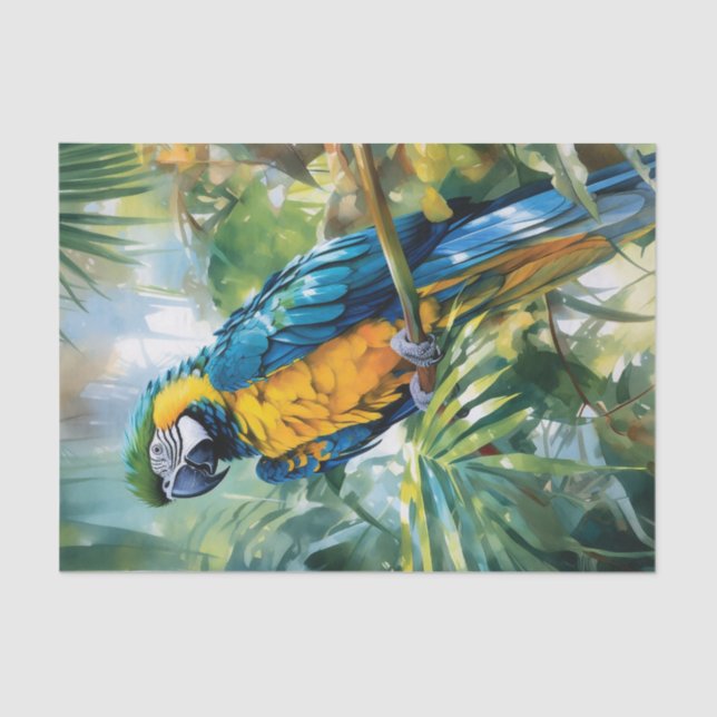 Watercolor Macaw Tropical Decoupage Seidenpapier (Vorderseite)