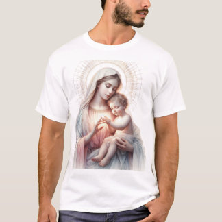 Watercolor Madonna and Child - Elegant Pastel Chri T-Shirt