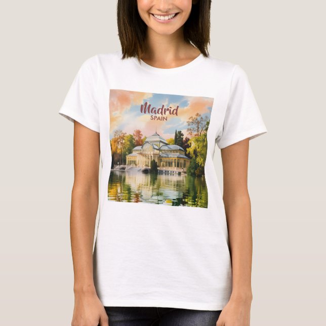 Watercolor Madrid Spain Travel Cityscape Custom T-Shirt (Vorderseite)