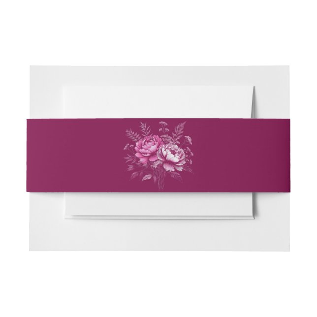 Watercolor Magenta Peony-Wedding- Einladungsbanderole (Vorderseite Beispiel)