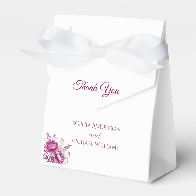 Watercolor Magenta Peony-Wedding Vielen Dank Geschenkschachtel (Vorderseite)