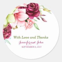 Watercolor Magenta Red Amaryllis Floral Wedding