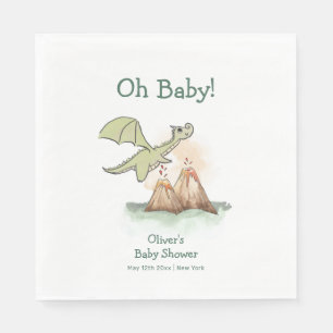 Watercolor Magic Dragon Mountain Boy Baby Dusche Serviette