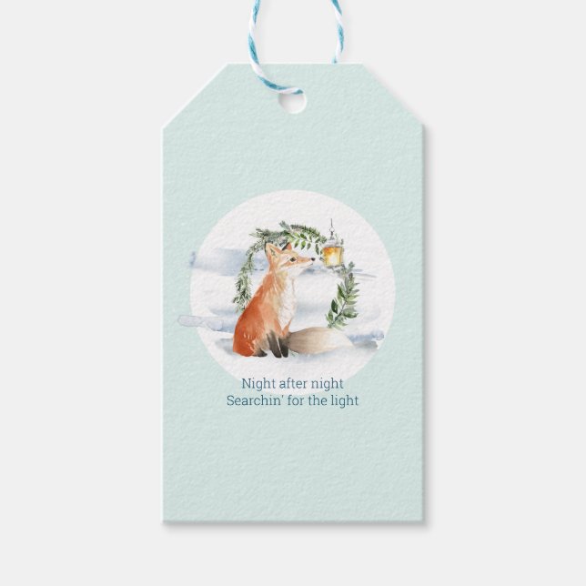 Watercolor Magic Fox im Winter Wunderland Geschenkanhänger (Vorderseite)