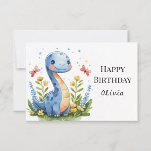 Watercolor Magical Dinosaurier Geburtstag Karte