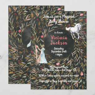 Watercolor Magical Fairytale Unicorn Kinderdusche Einladung