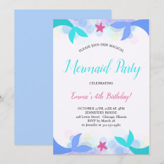 Watercolor Magical Mermaid zum Geburtstag Einladun Einladung