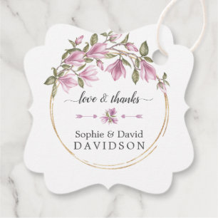 Watercolor Magnolia Blume Bloom Gold Wedding Geschenkanhänger