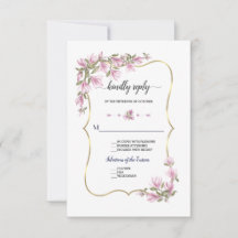 Watercolor Magnolia Blume Bloom Gold Wedding