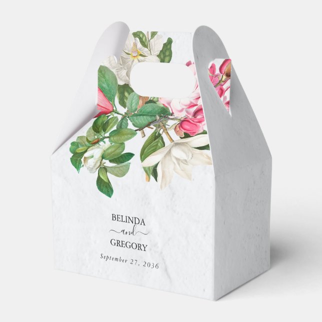 Watercolor Magnolia Blume Hochzeit Geschenkschachtel (Vorderseite)