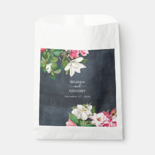 Watercolor Magnolia Blume Hochzeit Schwarz-weiß Geschenktütchen