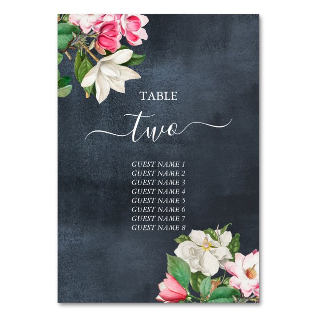 Watercolor Magnolia Blume Hochzeit Tischnummer (Vorderseite)