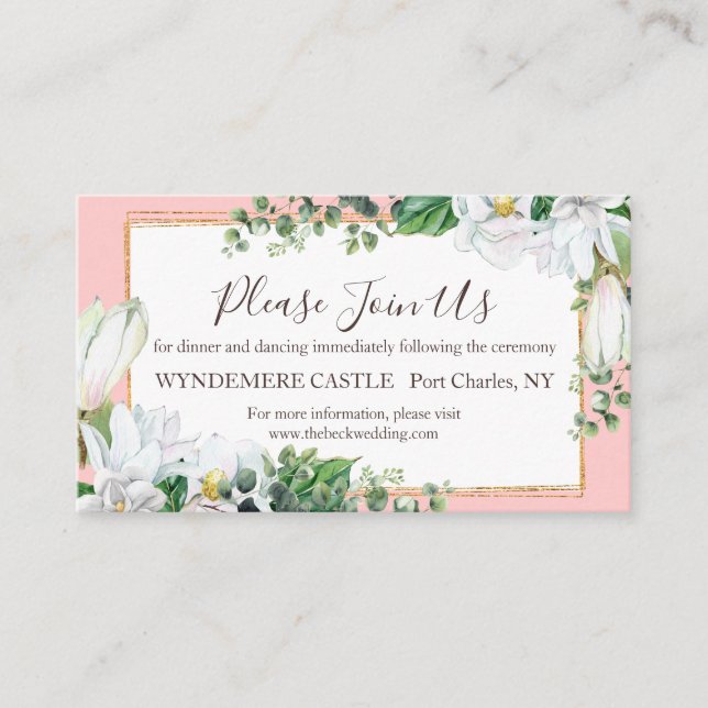 Watercolor Magnolia Blush Wedding Begleitkarte (Vorderseite)