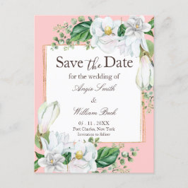 Watercolor Magnolia Blush Wedding Save the Date Postkarte