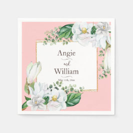 Watercolor Magnolia Blush Wedding Serviette