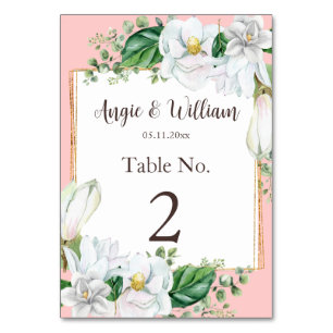 Watercolor Magnolia Blush Wedding Tischnummer
