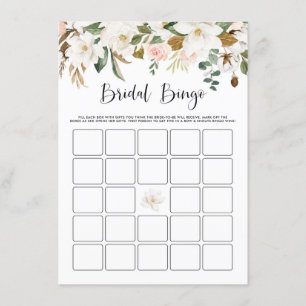 Watercolor Magnolia Cotton Brautparty Bingo Begleitkarte