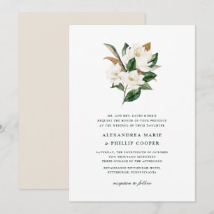 Watercolor Magnolia Hochzeit Einladung