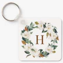 Watercolor Magnolia und Eualyptus Wreath Monogram