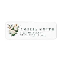 Watercolor Magnolia Wedding Address Labels