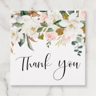 Watercolor Magnolias und Cotton Wedding Vielen Dan Geschenkanhänger
