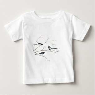 Watercolor Magpie Bird Family Baby T-shirt