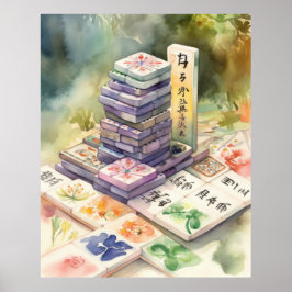 Watercolor Mahjong Art Print Poster