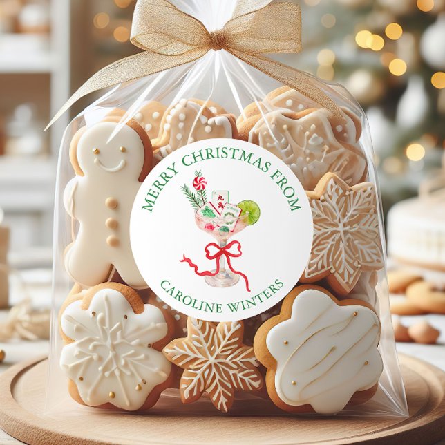 Watercolor Mahjong Christmas Cocktail Runder Aufkleber (Von Creator hochgeladen)