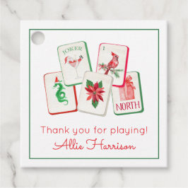 Watercolor Mahjong Christmas Tiles Enclosure Geschenkanhänger