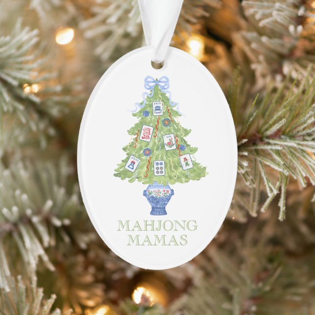 Watercolor Mahjong Christmas Tree Party Ornament (Baum)
