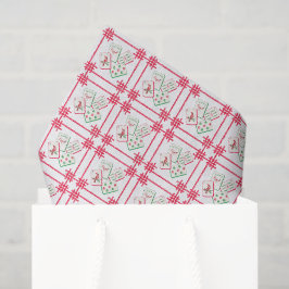 Watercolor Mahjong Red & Green Christmas Tiles Seidenpapier