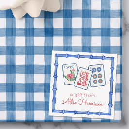 Watercolor Mahjong Tiles & Bows Enclosure Mitteilungskarte