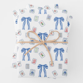 Watercolor Mahjong Tiles & Bows Geschenkpapier Set