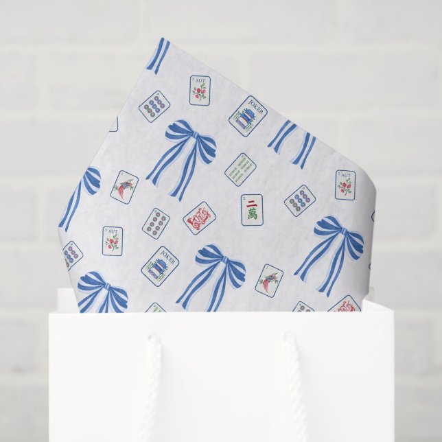 Watercolor Mahjong Tiles & Bows Seidenpapier (Geschenktüte)