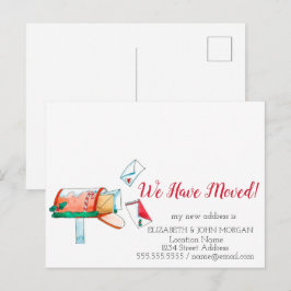 Watercolor Mailbox Weihnachten Wir haben verschobe Ankündigungspostkarte